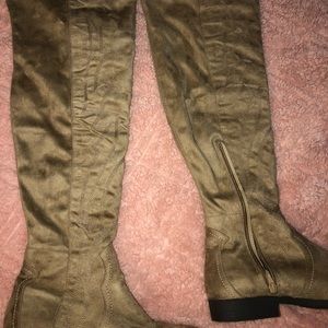 Over the knee tan boots
